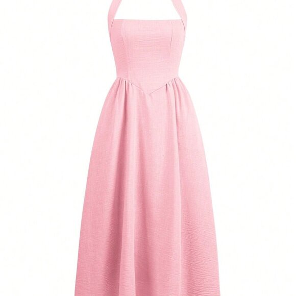 Pink Casual Women's Vacation Elegant Long Dress - Picture 4 of 10